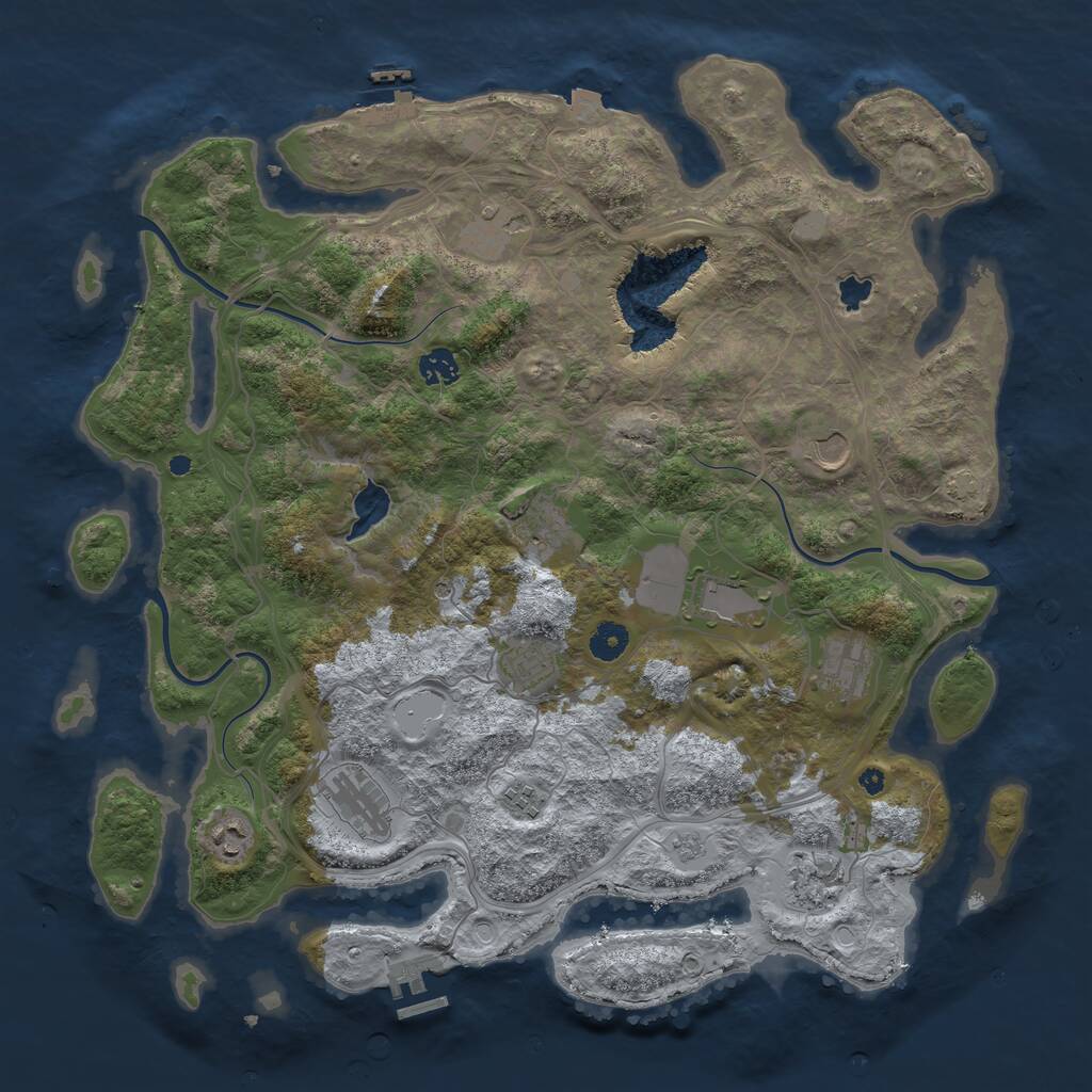 Rust Map: Procedural Map, Size: 4250, Seed: 874904602, 17 Monuments