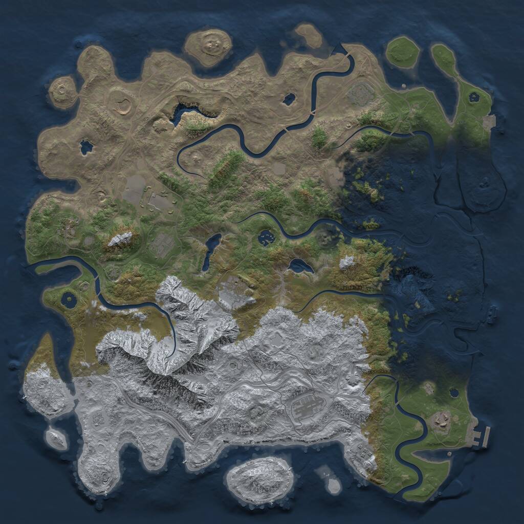 Rust Map: Procedural Map, Size: 5000, Seed: 574362, 17 Monuments