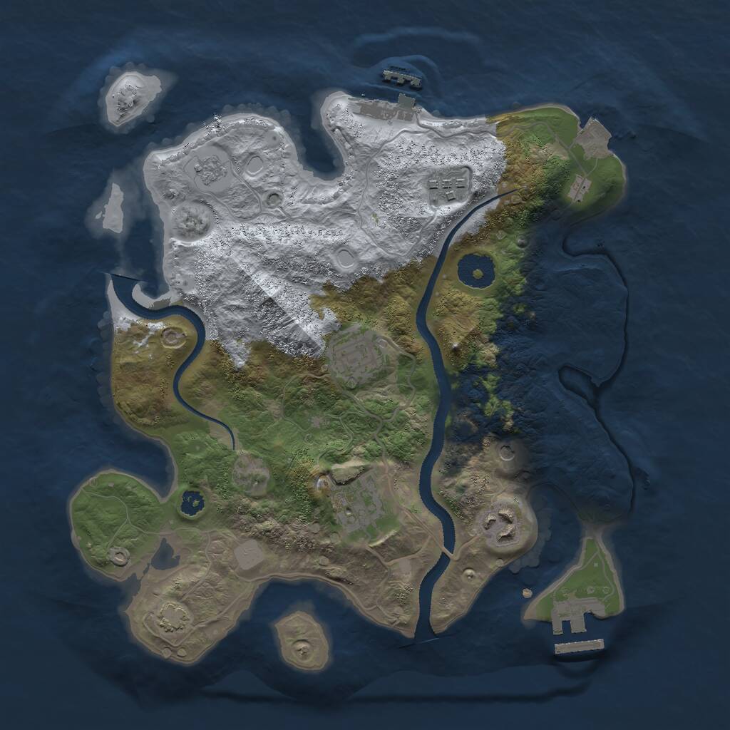 Rust Map: Procedural Map, Size: 3000, Seed: 666999420, 10 Monuments