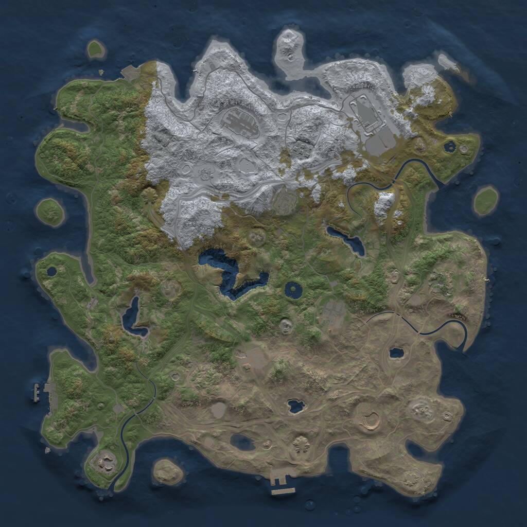 Rust Map: Procedural Map, Size: 4500, Seed: 1251836867, 15 Monuments