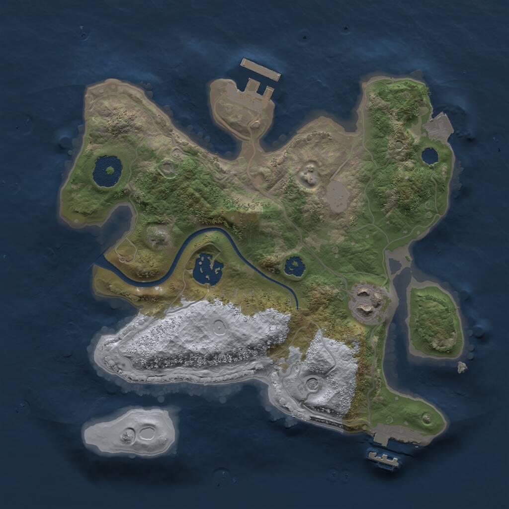 Rust Map: Procedural Map, Size: 2500, Seed: 343356757, 6 Monuments