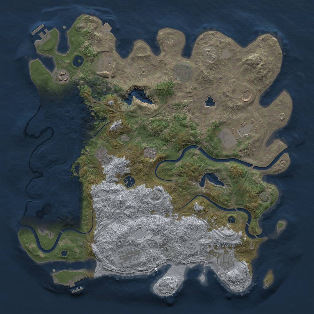 Rust Map: Procedural Map, Size: 4250, Seed: 1973285650, 16 Monuments