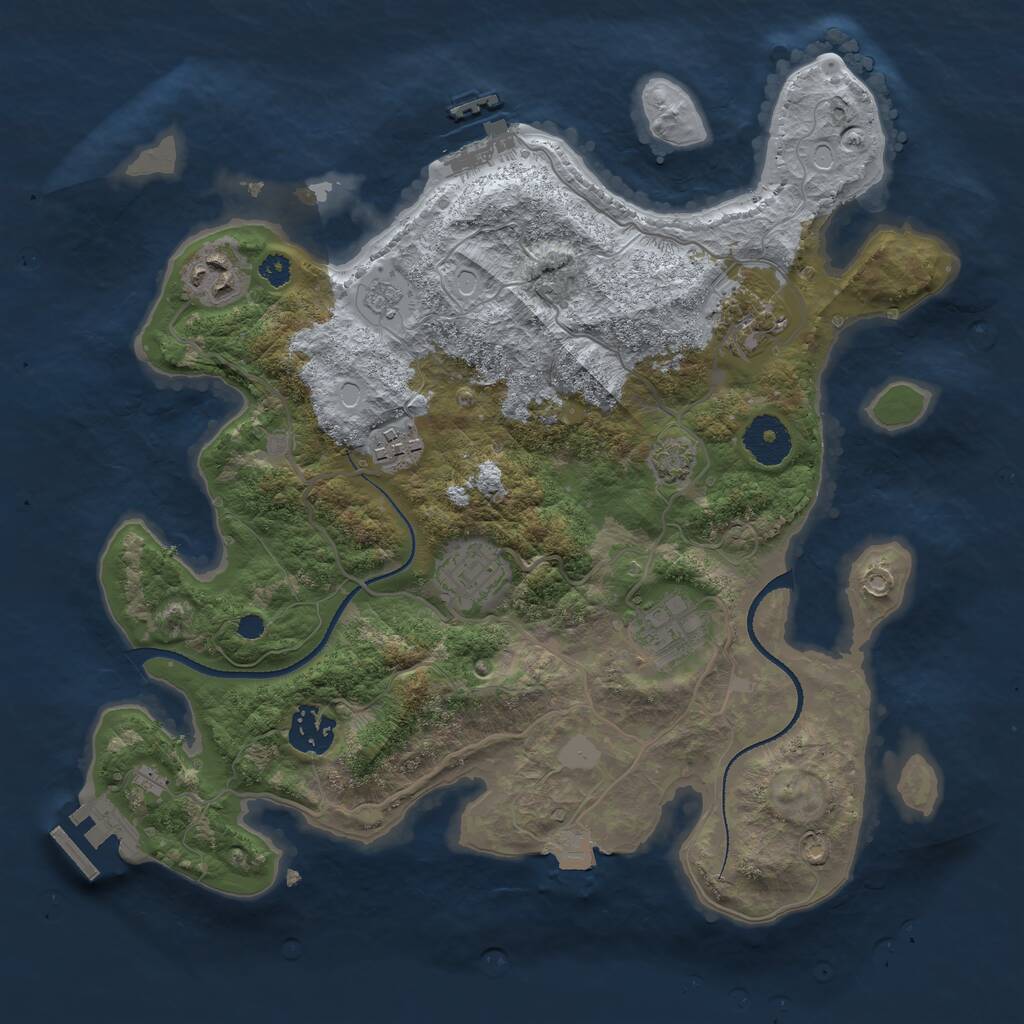 Rust Map: Procedural Map, Size: 3250, Seed: 1306505081, 11 Monuments