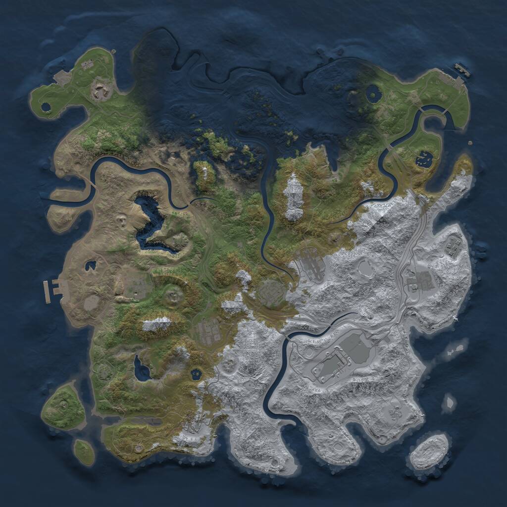 Rust Map: Procedural Map, Size: 4500, Seed: 1724359, 16 Monuments
