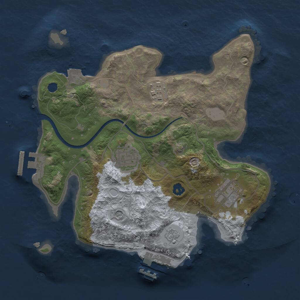 Rust Map: Procedural Map, Size: 2500, Seed: 1265988148, 8 Monuments