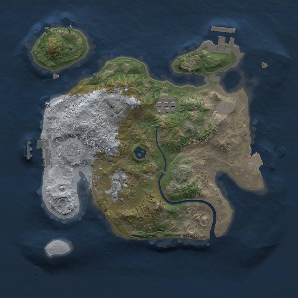 Rust Map: Procedural Map, Size: 2500, Seed: 43436, 7 Monuments