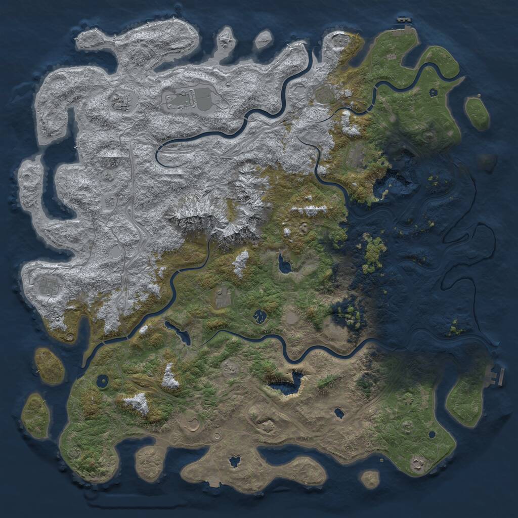 Rust Map: Procedural Map, Size: 6000, Seed: 673889896, 17 Monuments