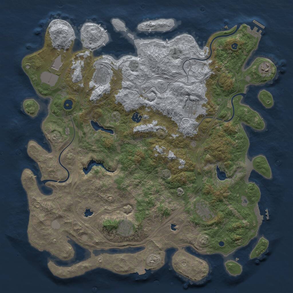 Rust Map: Procedural Map, Size: 4500, Seed: 1762193716, 14 Monuments