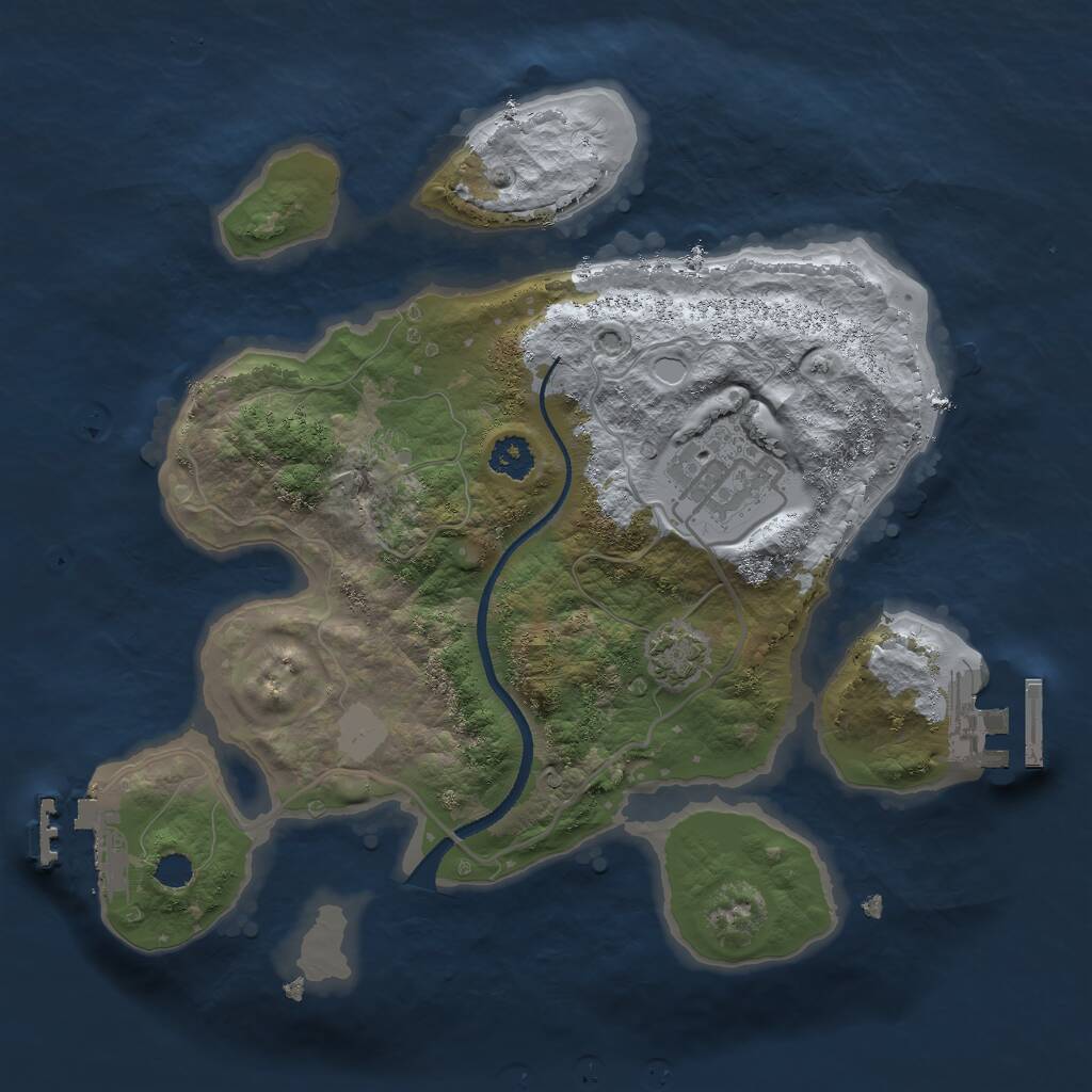 Rust Map: Procedural Map, Size: 2498, Seed: 43443, 5 Monuments