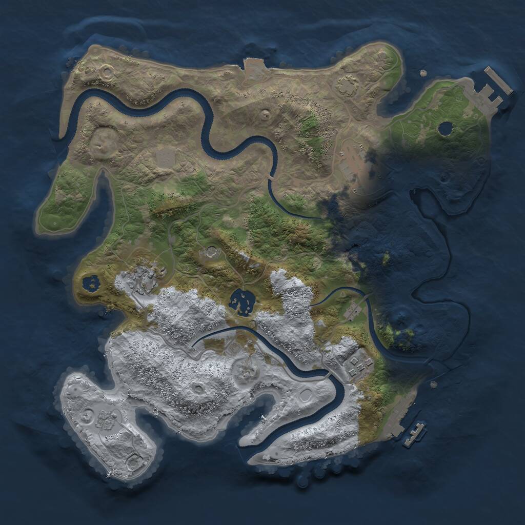 Rust Map: Procedural Map, Size: 3000, Seed: 22674, 10 Monuments