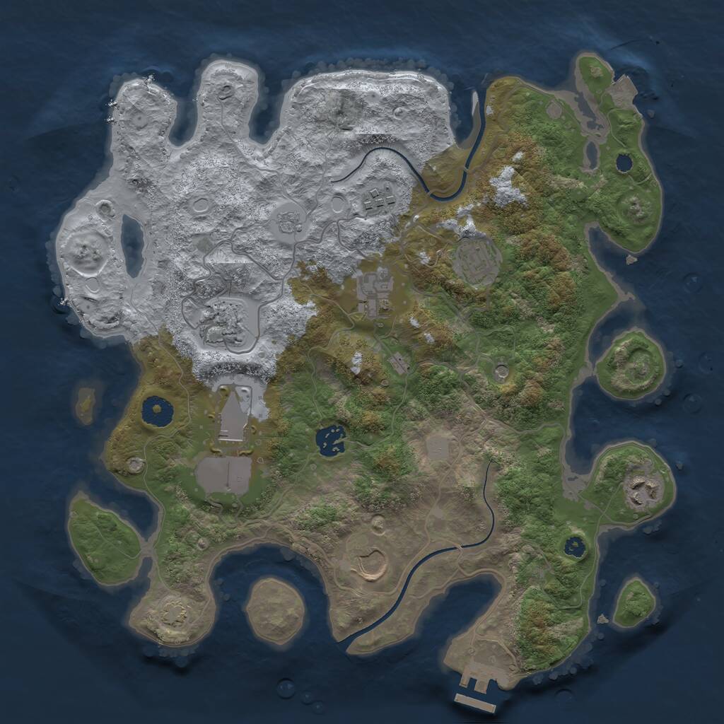 Rust Map: Procedural Map, Size: 3500, Seed: 12457, 13 Monuments