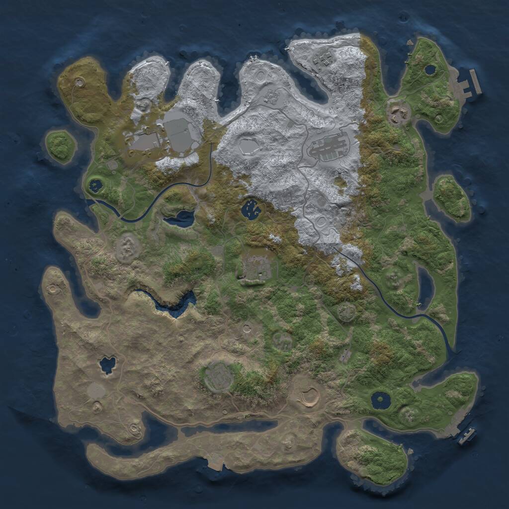 Rust Map: Procedural Map, Size: 4000, Seed: 1762193716, 14 Monuments