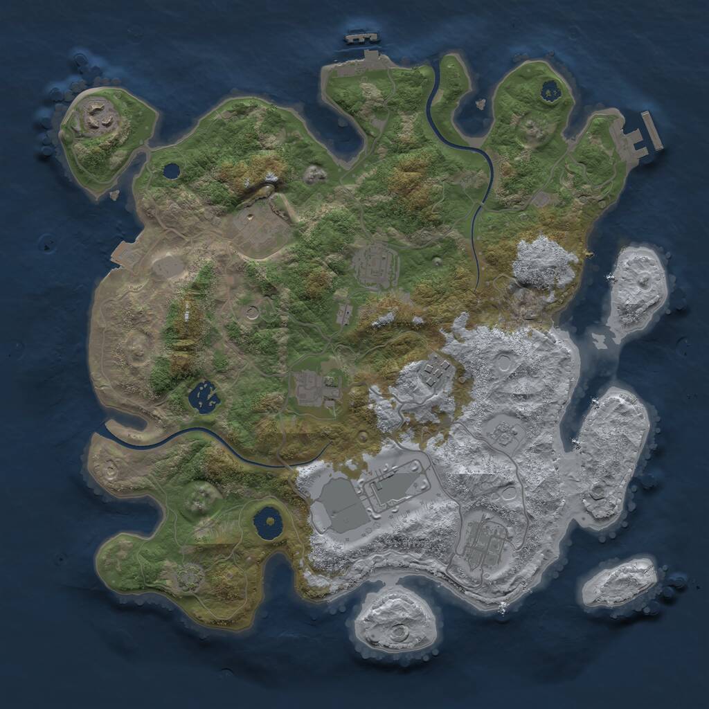 Rust Map: Procedural Map, Size: 3500, Seed: 593419066, 14 Monuments
