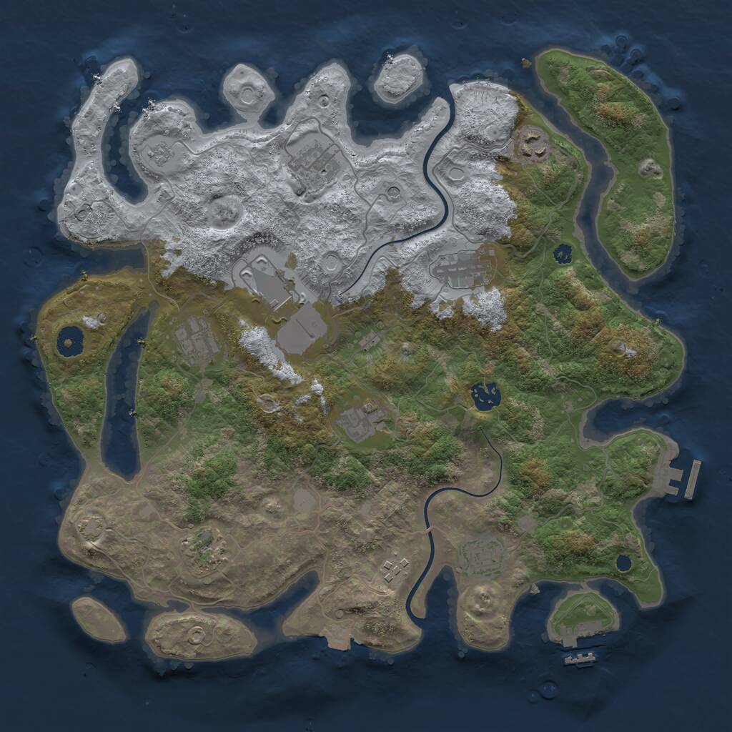 Rust Map: Procedural Map, Size: 3750, Seed: 13712673, 16 Monuments