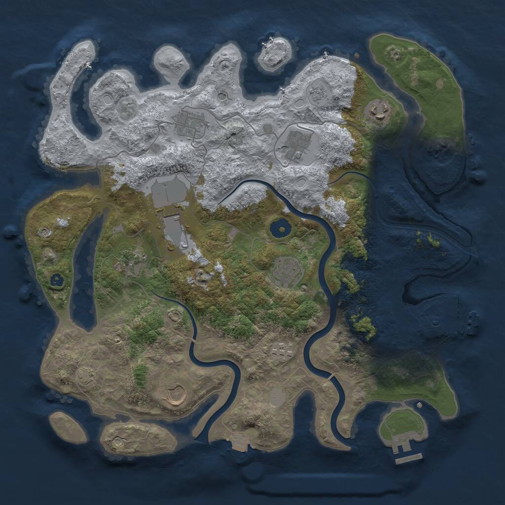 Rust Map: Procedural Map, Size: 3750, Seed: 13712673, 14 Monuments