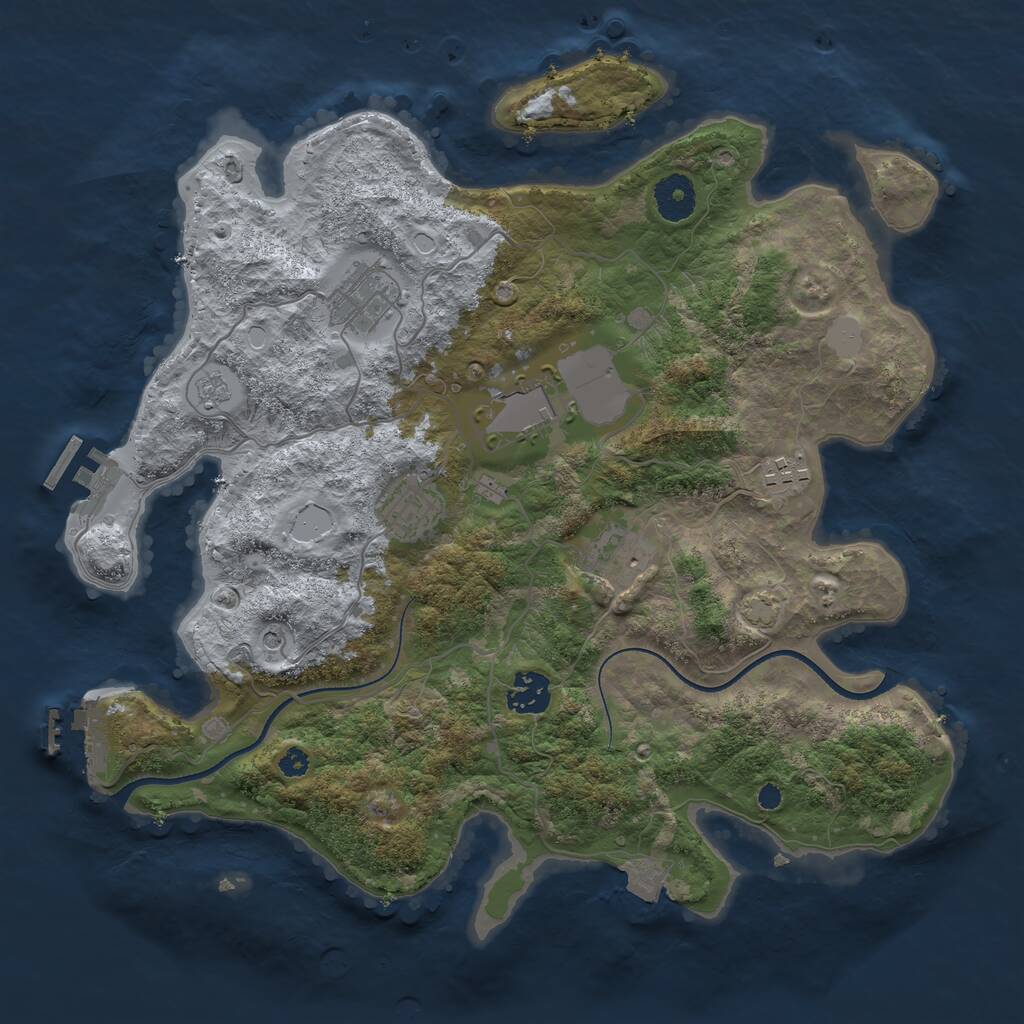 Rust Map: Procedural Map, Size: 3500, Seed: 1581480163, 12 Monuments