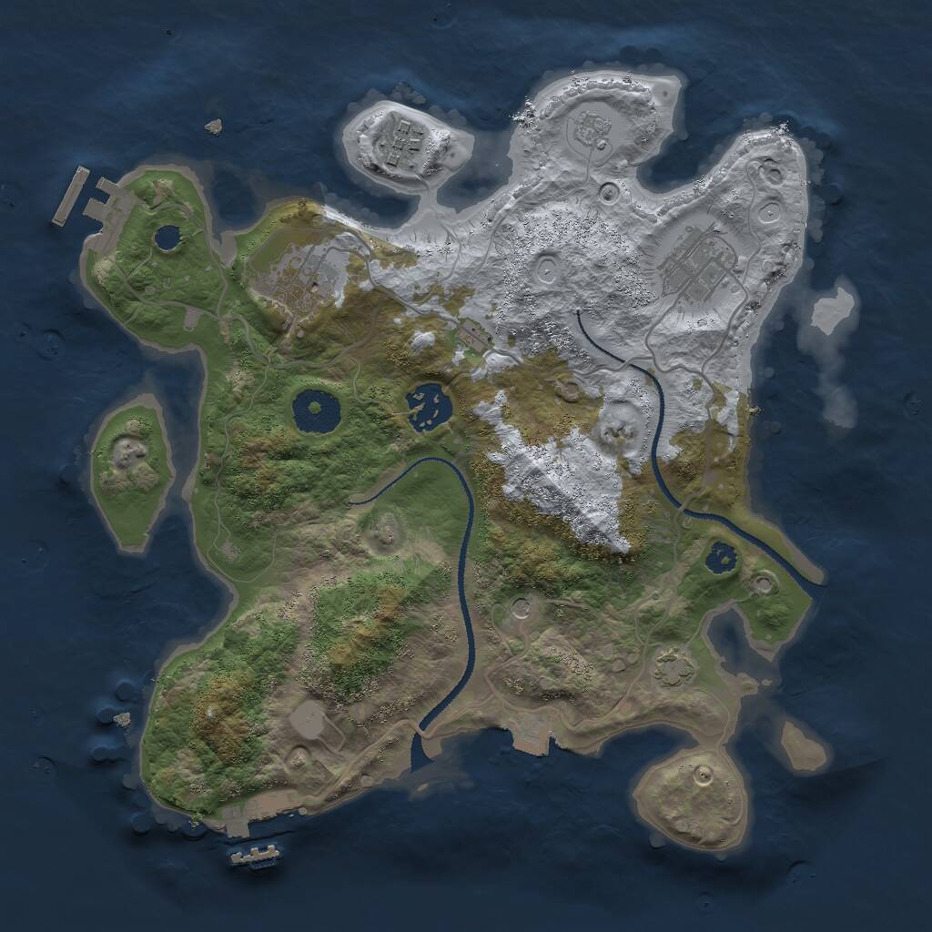 Rust Map: Procedural Map, Size: 3000, Seed: 145642, 10 Monuments