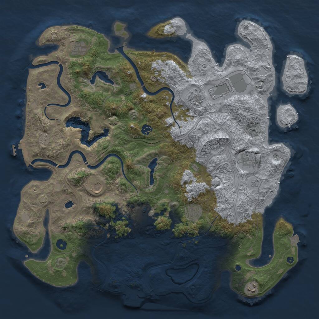 Rust Map: Procedural Map, Size: 4500, Seed: 1171993, 16 Monuments