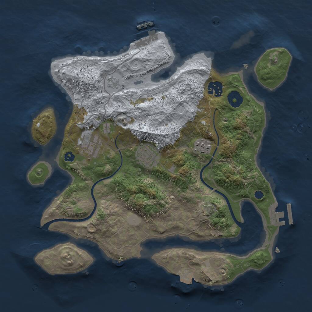 Rust Map: Procedural Map, Size: 3000, Seed: 586448653, 9 Monuments