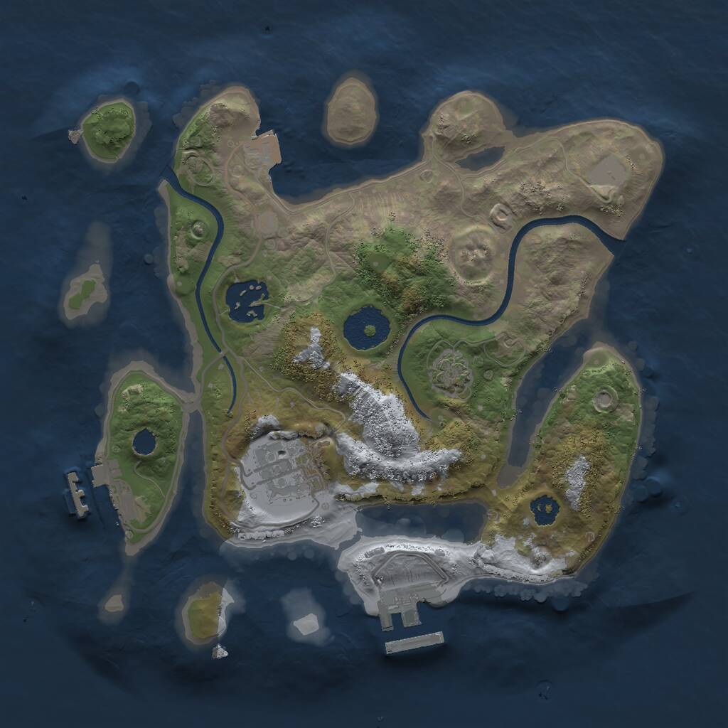 Rust Map: Procedural Map, Size: 2500, Seed: 874904602, 6 Monuments