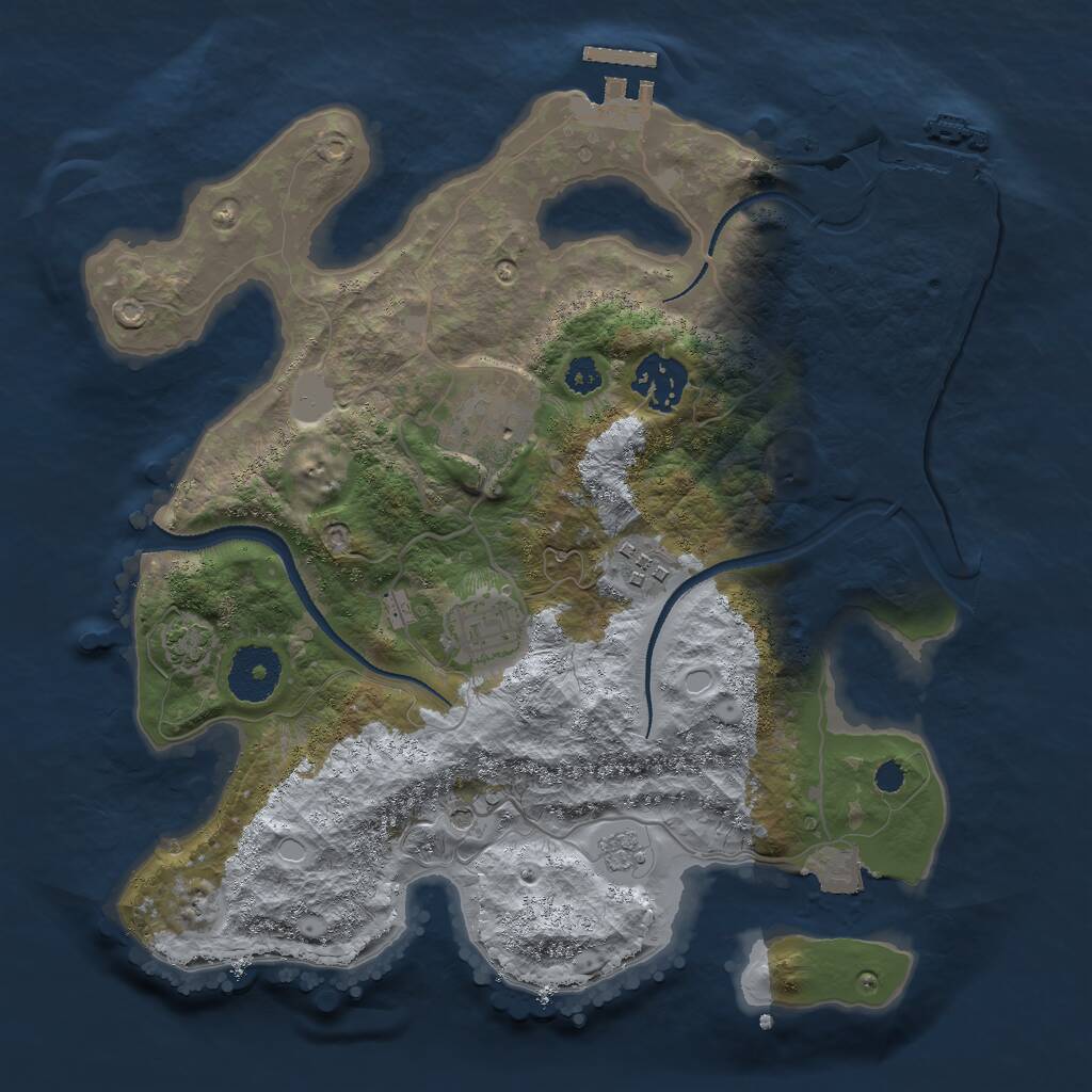 Rust Map: Procedural Map, Size: 3000, Seed: 18695, 10 Monuments