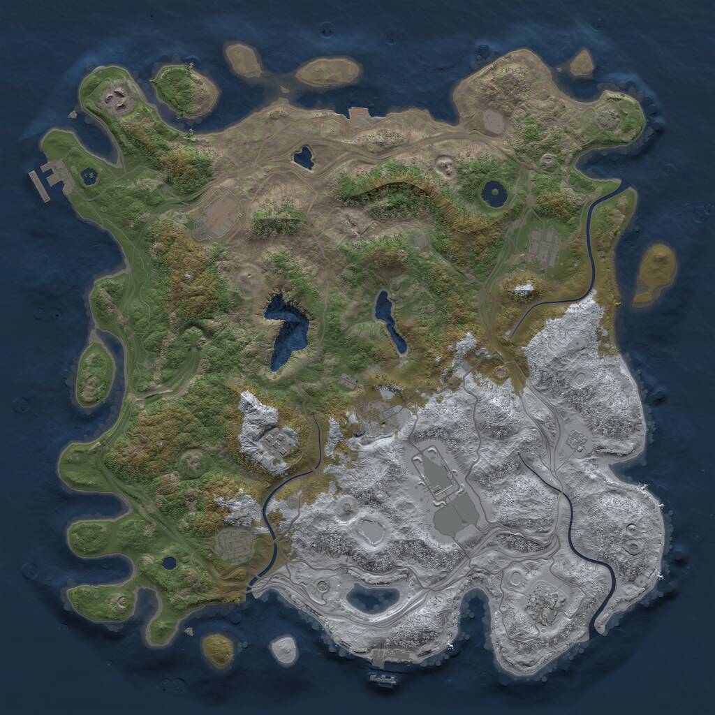 Rust Map: Procedural Map, Size: 4250, Seed: 320672210, 14 Monuments