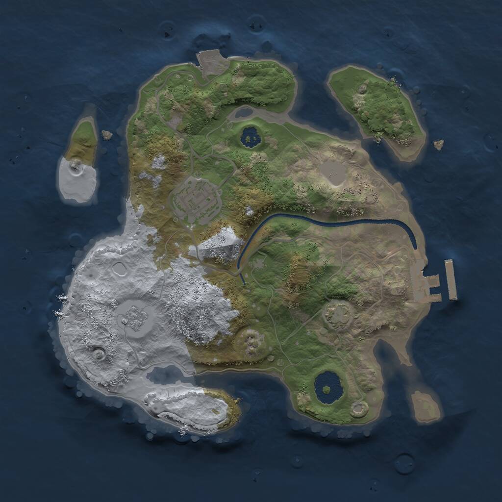 Rust Map: Procedural Map, Size: 2500, Seed: 607285387, 5 Monuments