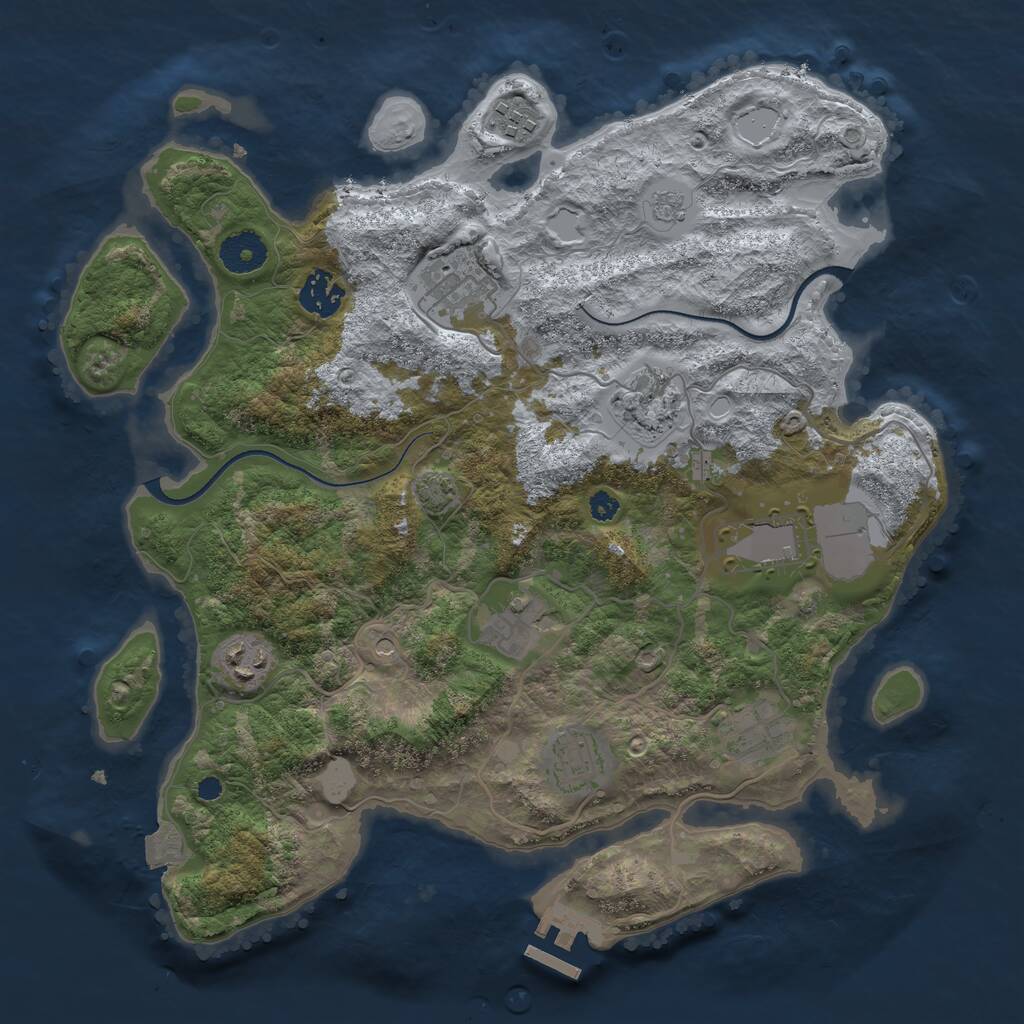 Rust Map: Procedural Map, Size: 3500, Seed: 350250245, 14 Monuments