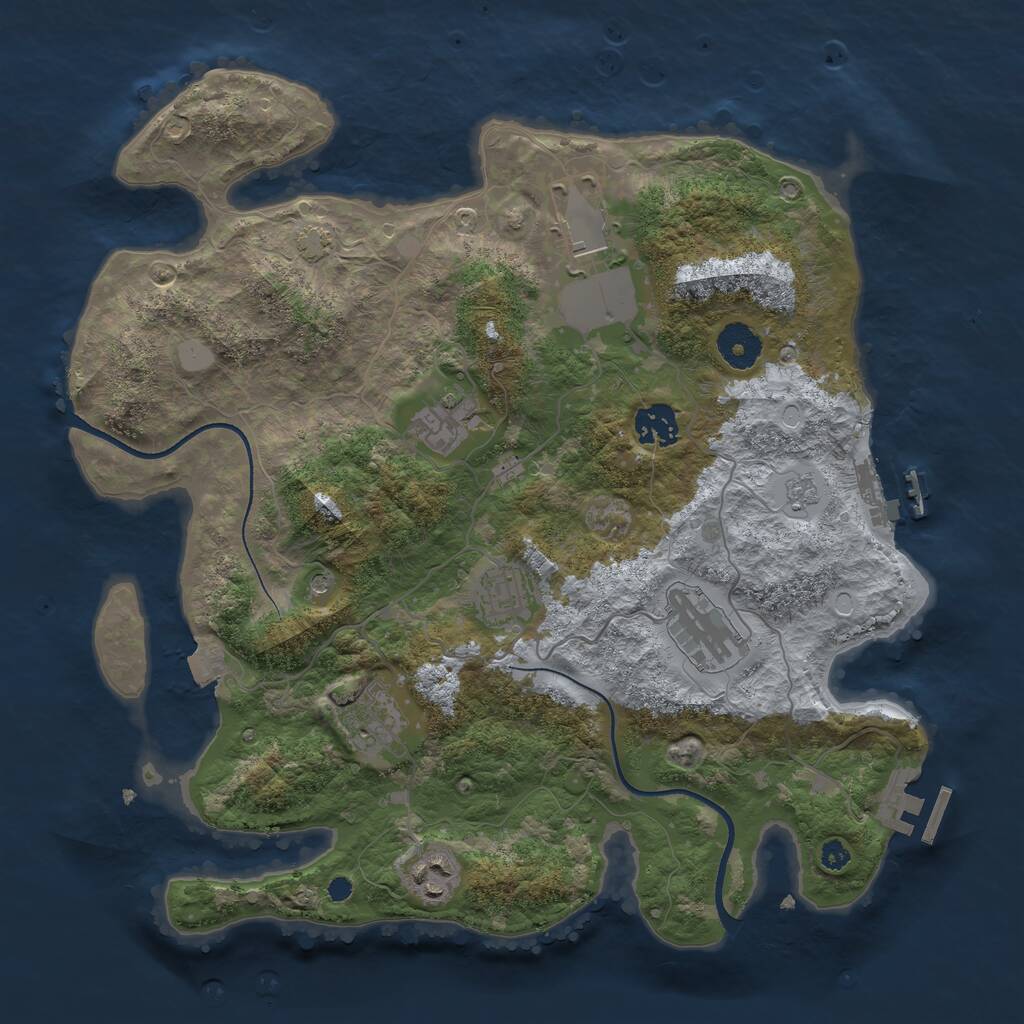 Rust Map: Procedural Map, Size: 3500, Seed: 1665584030, 13 Monuments