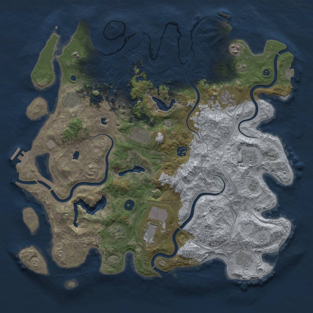 Rust Map: Procedural Map, Size: 4500, Seed: 1018941530, 16 Monuments