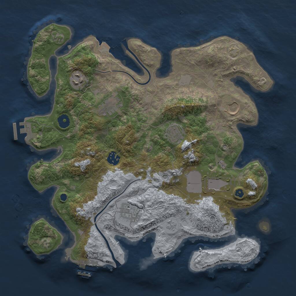 Rust Map: Procedural Map, Size: 3500, Seed: 125648, 13 Monuments
