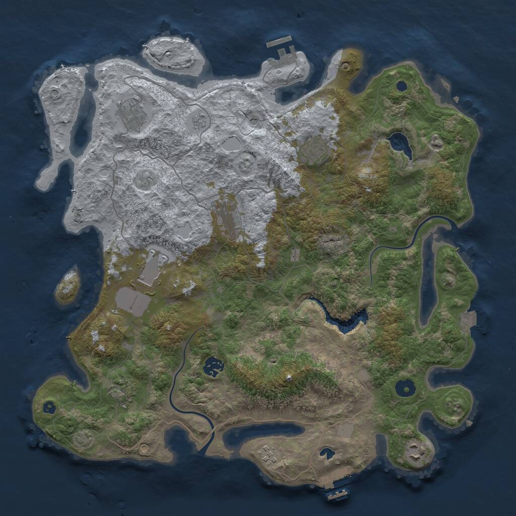 Rust Map: Procedural Map, Size: 4000, Seed: 524593394, 14 Monuments
