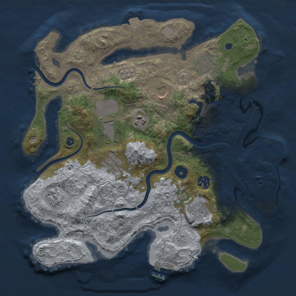Rust Map: Procedural Map, Size: 3500, Seed: 40267, 15 Monuments