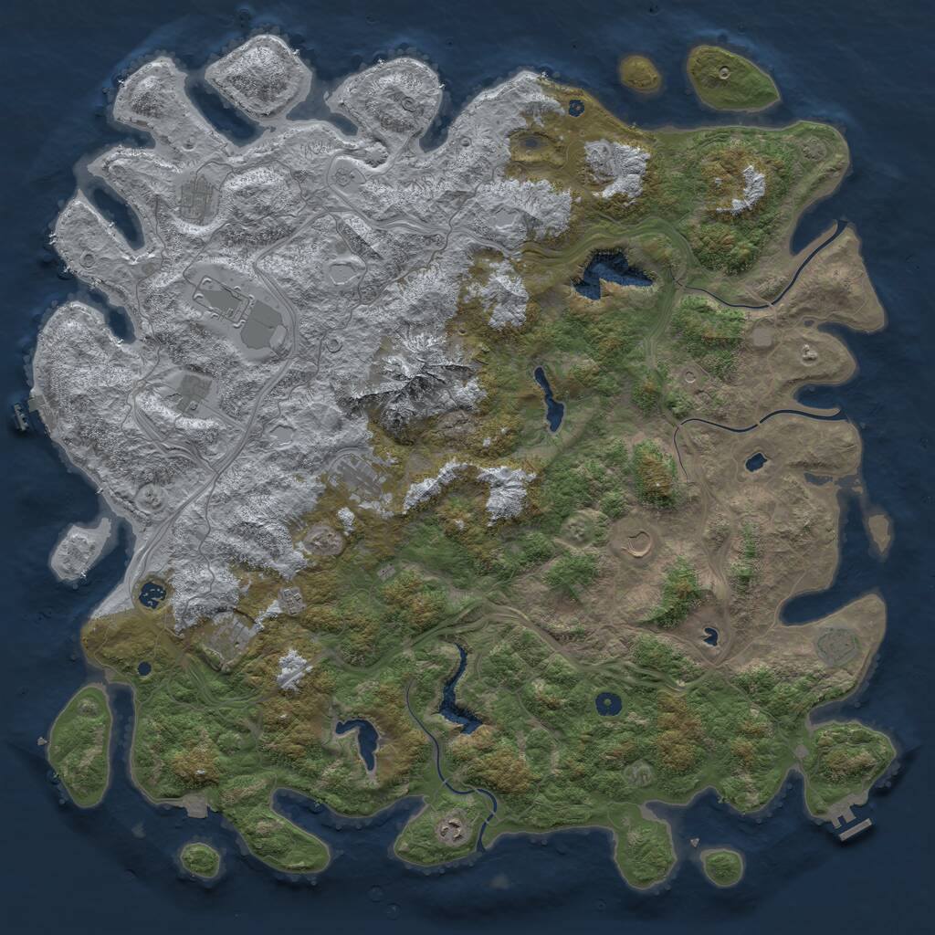 Rust Map: Procedural Map, Size: 5500, Seed: 1367827414, 17 Monuments