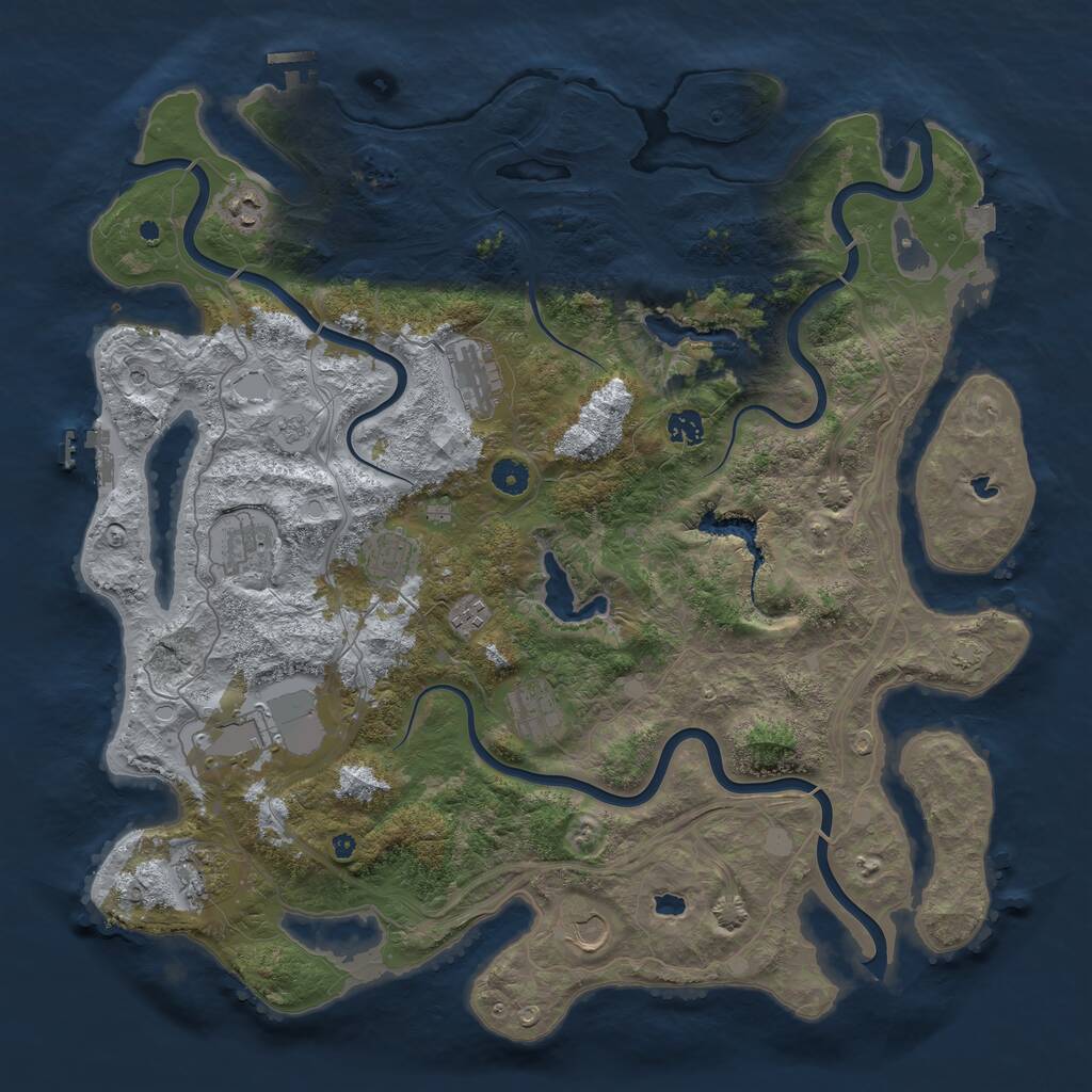Rust Map: Procedural Map, Size: 4500, Seed: 1435578976, 16 Monuments