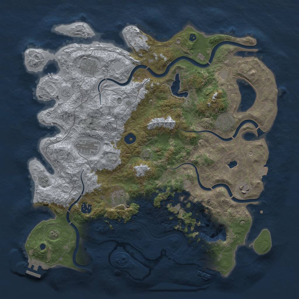 Rust Map: Procedural Map, Size: 4050, Seed: 1891067260, 14 Monuments