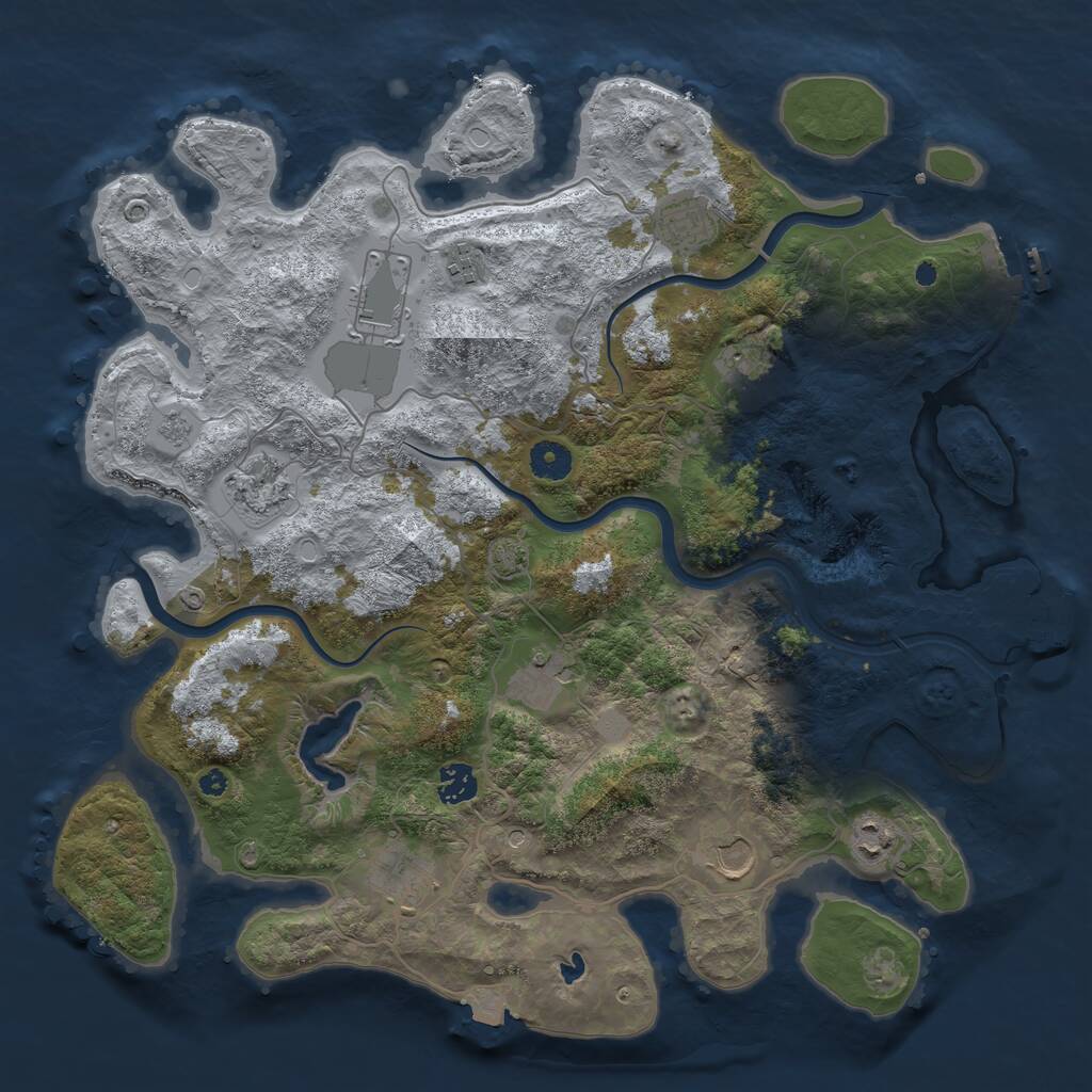 Rust Map: Procedural Map, Size: 4000, Seed: 44483596, 16 Monuments
