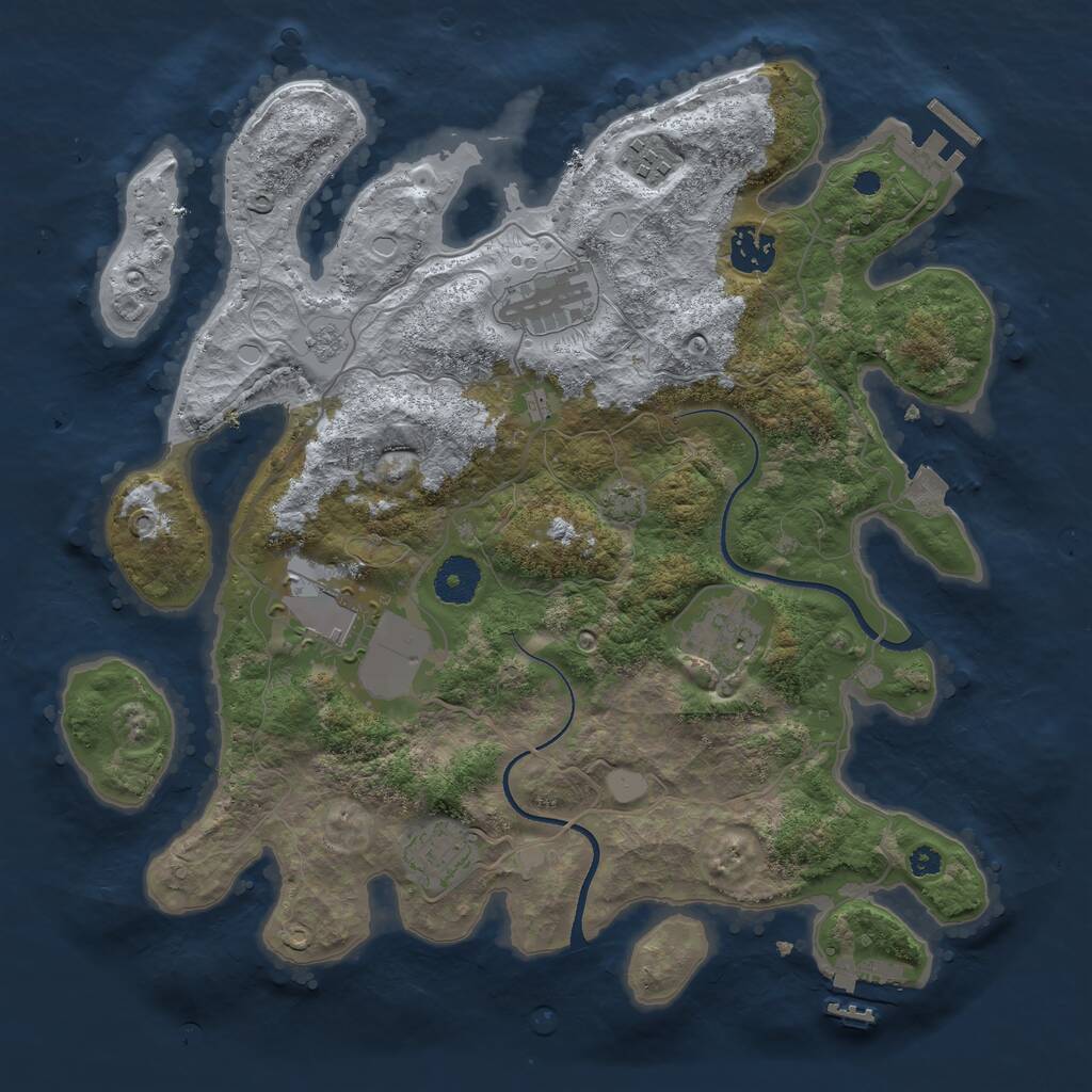 Rust Map: Procedural Map, Size: 3500, Seed: 48752, 11 Monuments