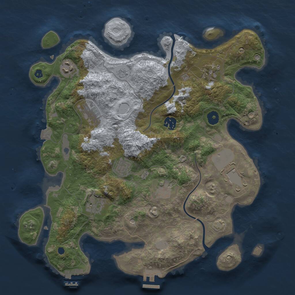 Rust Map: Procedural Map, Size: 3500, Seed: 1354407308, 14 Monuments