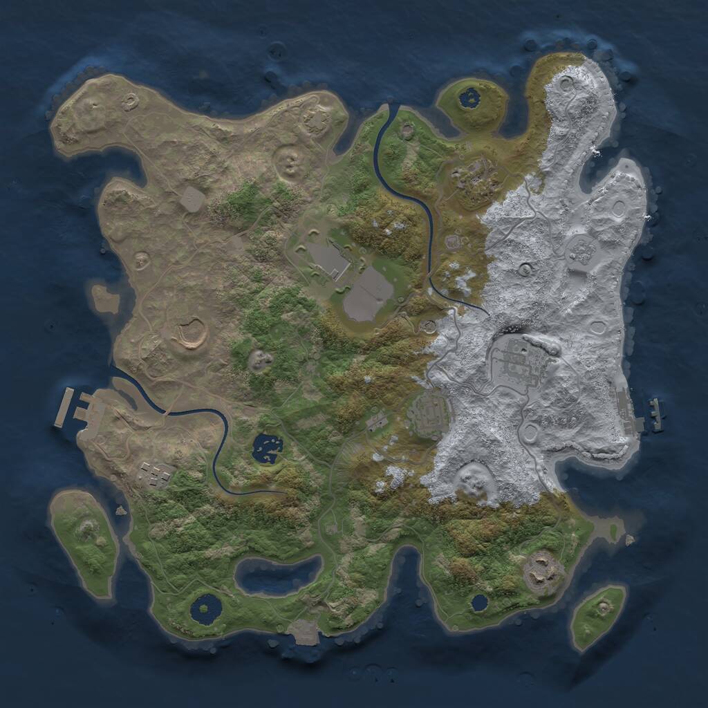 Rust Map: Procedural Map, Size: 3500, Seed: 4092871, 14 Monuments