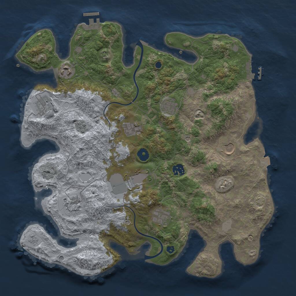 Rust Map: Procedural Map, Size: 3750, Seed: 6284169, 16 Monuments