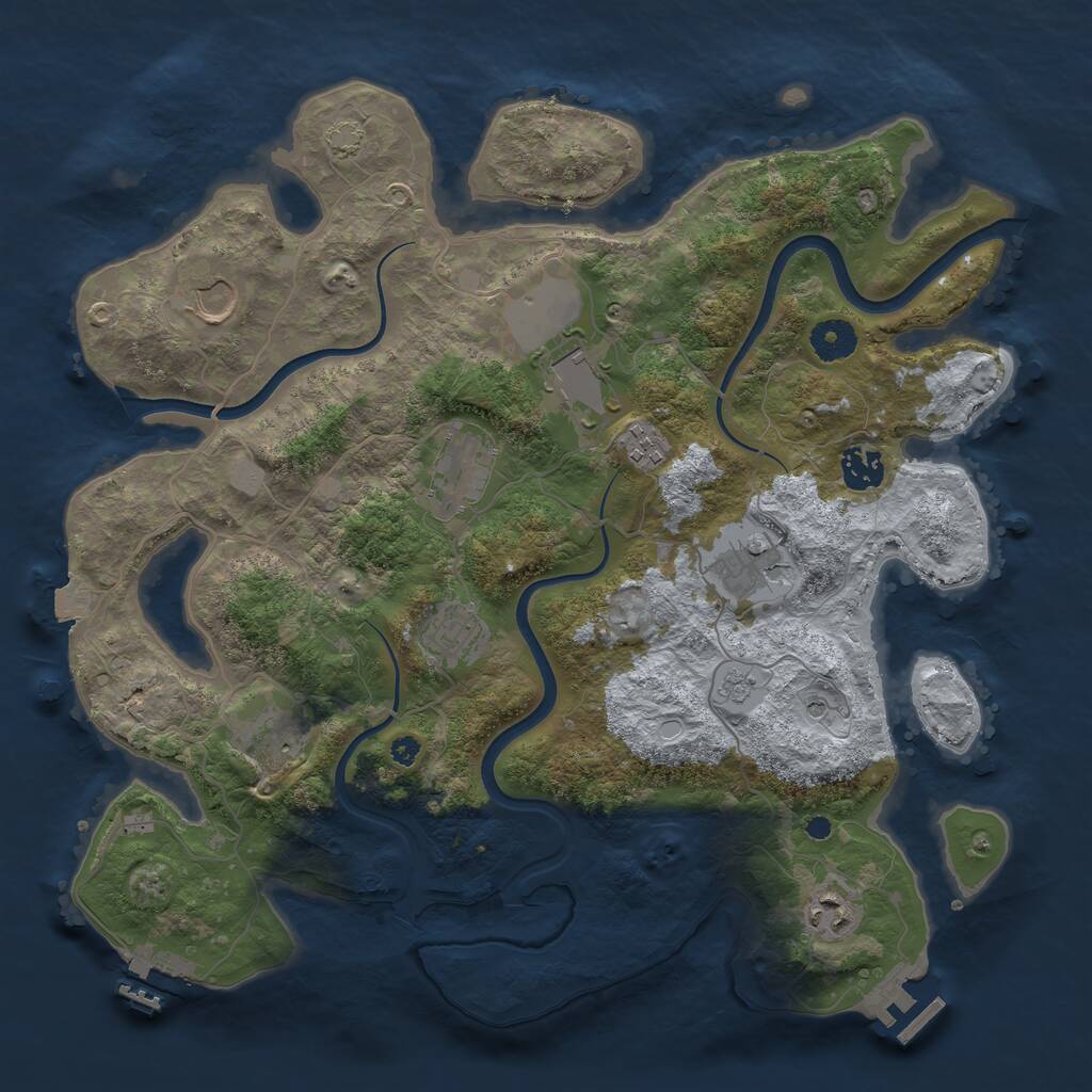 Rust Map: Procedural Map, Size: 3750, Seed: 2083291432, 15 Monuments