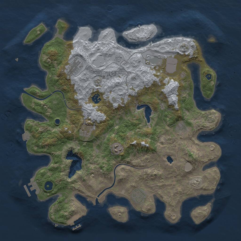 Rust Map: Procedural Map, Size: 4000, Seed: 584059924, 13 Monuments