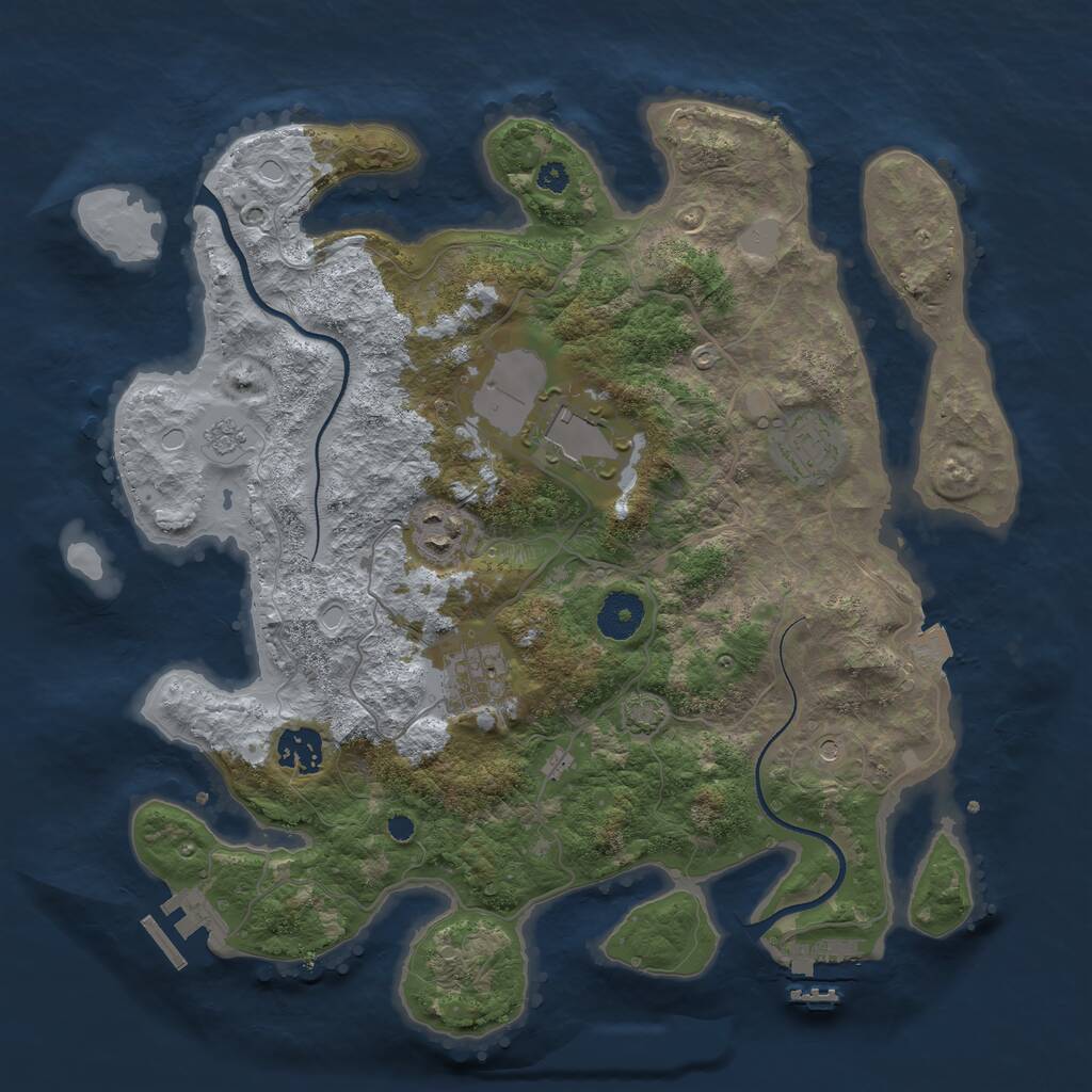 Rust Map: Procedural Map, Size: 3500, Seed: 599889651, 11 Monuments