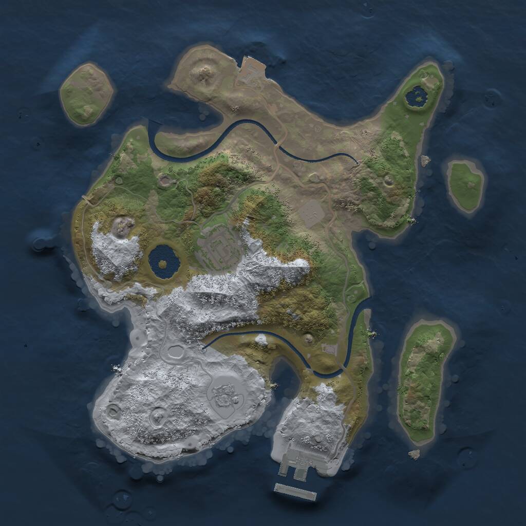 Rust Map: Procedural Map, Size: 2500, Seed: 2030585667, 4 Monuments