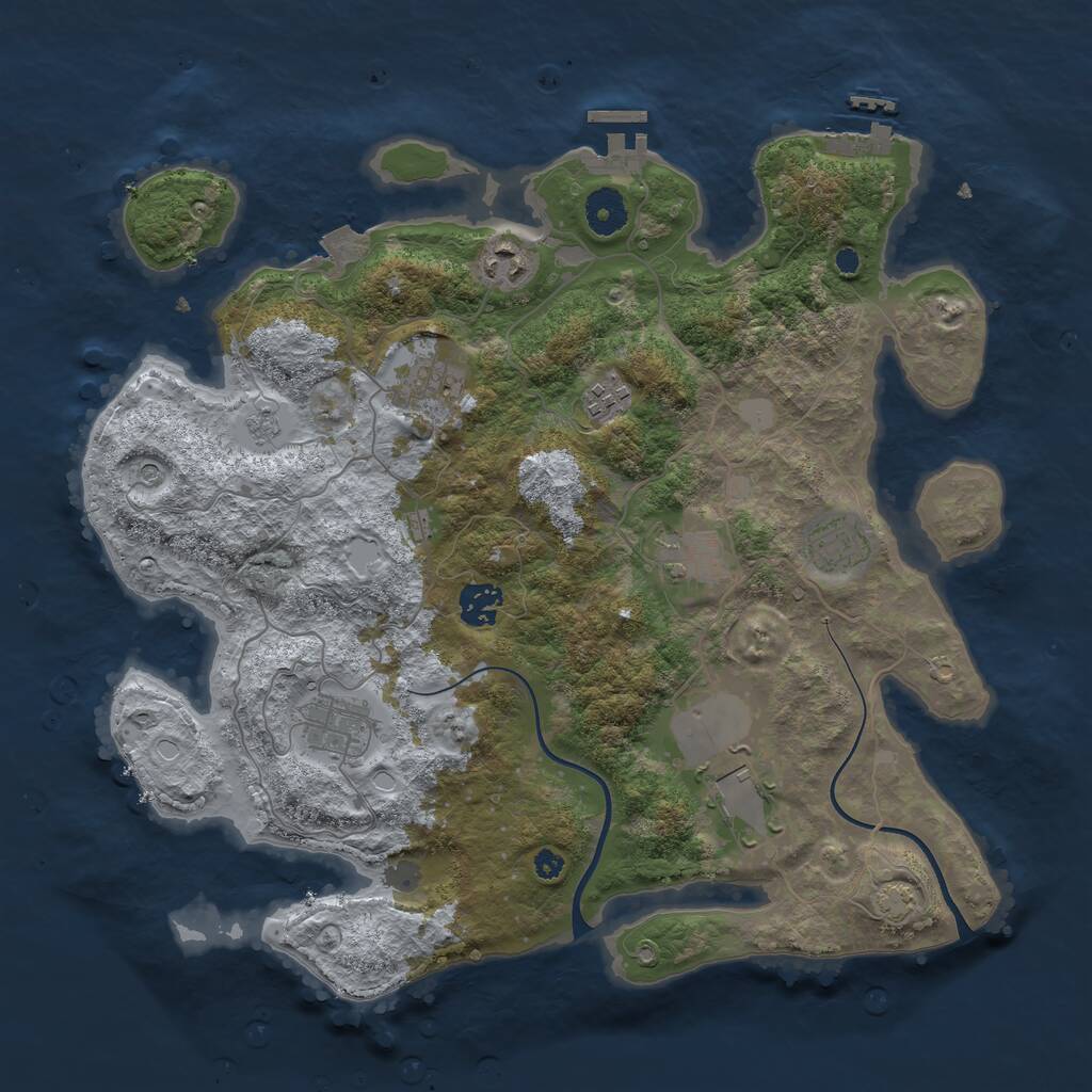 Rust Map: Procedural Map, Size: 3700, Seed: 408845012, 14 Monuments