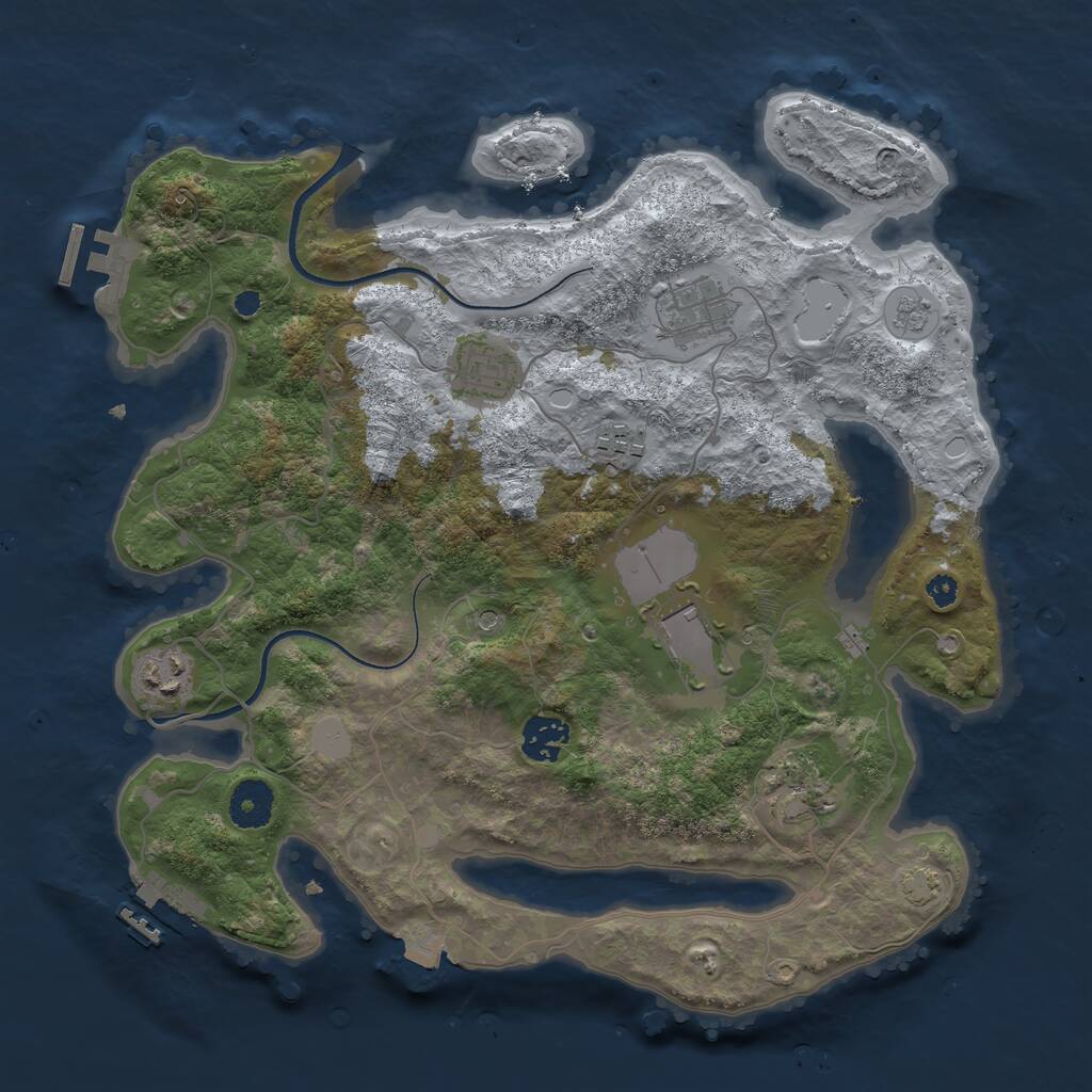 Rust Map: Procedural Map, Size: 3500, Seed: 423546732, 13 Monuments