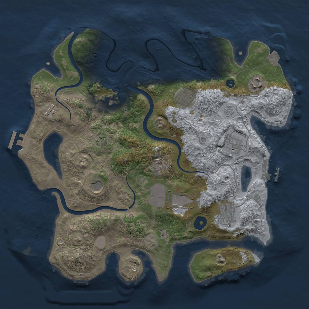 Rust Map: Procedural Map, Size: 3500, Seed: 423855785, 14 Monuments