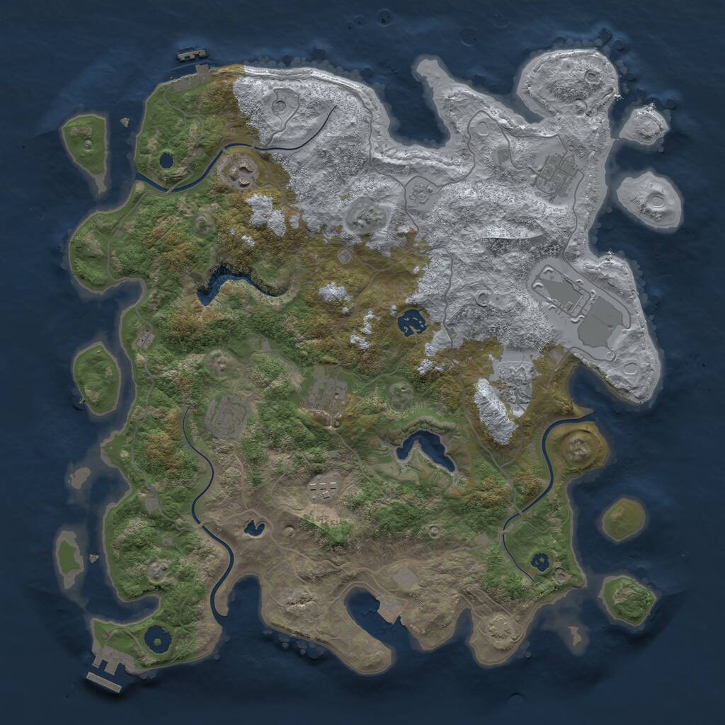Rust Map: Procedural Map, Size: 4050, Seed: 978030796, 14 Monuments