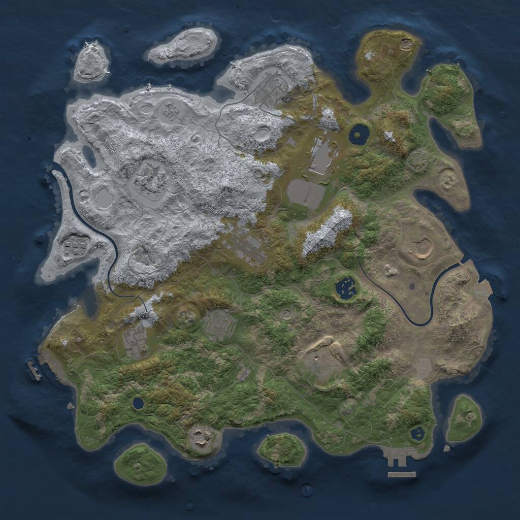 Rust Map: Procedural Map, Size: 3750, Seed: 1121236234, 17 Monuments